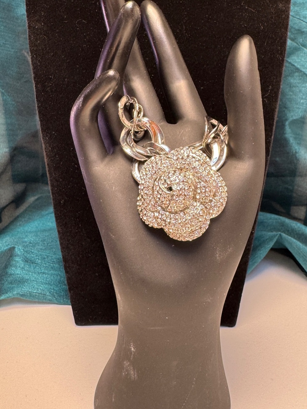 R.J. Graziano Silver Crystal Camellia Bracelet